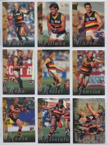 1998-99 football cards in album, noted 1998 Select Base set [200], Captains [16], Bound for Glory [10], Medal Cards [8], Hall of Fame Inductee [5], Ian Stewart Legend, Premiership Predictor [16]; Cadbury "Classic Grabs" [24]; Tattslotto "Magic Vision" [20