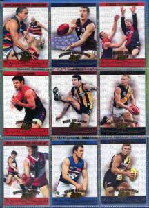 2001 Elite Sports "AFL Heroes" album, with Base set [150], Stats Stars [9], Signature Moment Unsigned [9], others (12). G/VG.