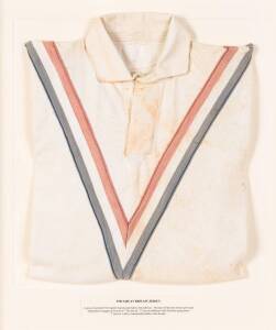 GREAT BRITAIN JERSEY, from 1932 British RL Tour to Australia & NZ, window mounted with caption "A jersey from the 1932 English touring side led by Jim Sullivan. The tours of the time always provided momentous struggles at test level. The tour of '32 was n