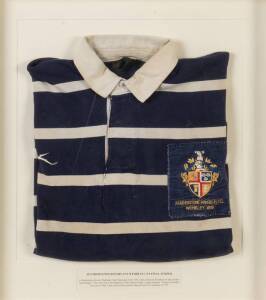 FEATHERSTONE ROVERS: John Bridges' Featherstone Rovers jersey from 1974 Challenge Cup Final at Wembley, window mounted, framed & glazed, overall  53x60cm. [John "Keith" Bridges won caps for England & Great Britain whilst at Featherstone Rovers]. Provenanc