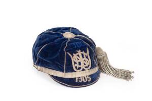 PETER BURGE'S NSW HONOUR CAP, embroidered "NSW" monogram, and years 1905, 1906, 1907 & 1908. Superb condition. [Peter Harold Boyne Burge (1884-1956) was an Australian rugby footballer and coach. He represented his country in both rugby league and rugby un