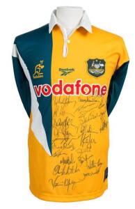 AUSTRALIAN "WALLABIES", c1998 Wallabies jersey with 24 signatures including John Eales, Tim Horan & Matt Burke.