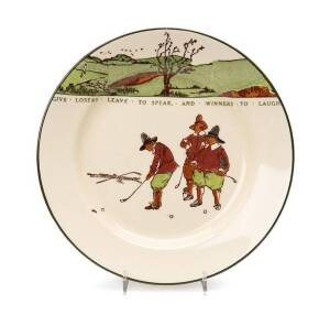 ROYAL DOULTON GOLFING PLATE 1911-32: Plate depicting group of 3 golfers with one putting, and with motto "Give Losers Leave to Speak, and Winners to Laugh".