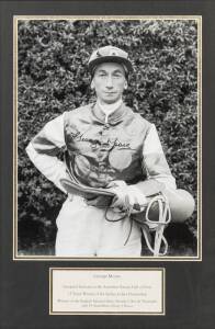 GEORGE MOORE, superb signed photograph of jockey/trainer George Moore, window mounted, framed & glazed, overall 48x67cm.