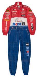 CRAIG LOWNDES, Holden Racing Team racing suit from 1998, framed & glazed, overall 93x185cm.