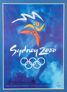 Sydney 2000 official poster, window mounted, framed & glazed, overall 78x103cm.