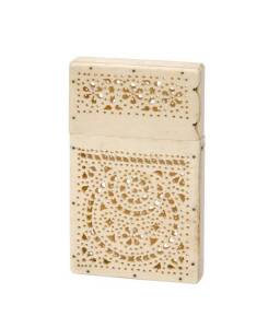 Card case, pierced whalebone, 19th Century. 9 x 5cm