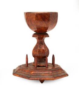 Sewing tidy, New Zealand burr totara, circa 1860s. 22cm