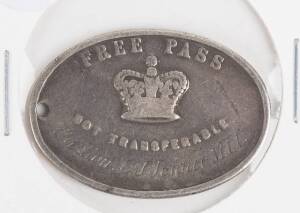 "Victorian Railways/ Free Pass", engraved to "The Hon. C.J.Jenner MLC".