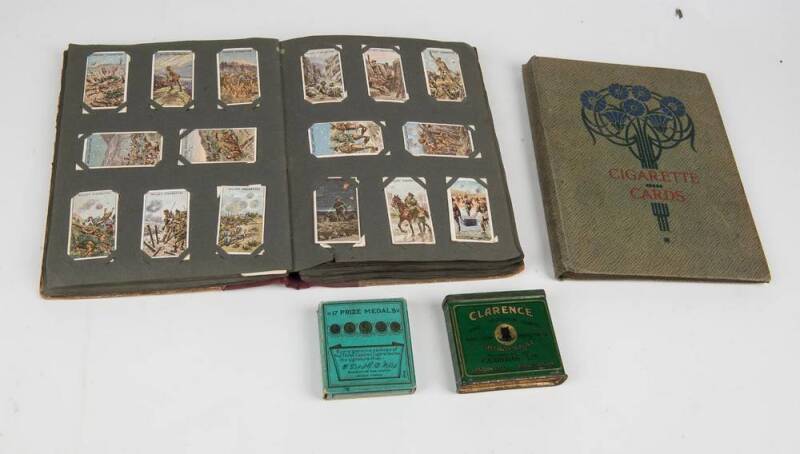 CIGARETTE CARDS: c1900-24 collection in two albums, mainly Australian, noted 1912 Wills "Birds of Australasia" (108); 1914 Sniders & Abrahams "Butterflies & Moths" (72); J.J.Schuh 1922 "Official War Pictures" (68) & 1924 "Cinema Stars" (35). Fair/VG.