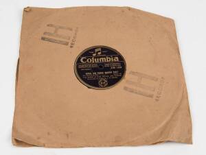 AMY JOHNSON (Aviator), 78rpm  [Columbia] recording "The Story of My Flight" recorded in Sydney at the conclusion of her England-Australia flight in 1930.Plus an 8 inch recording "Tribute to Our Aero Heroine Amy" [Lawrence Wright Music Co. London] for Edis