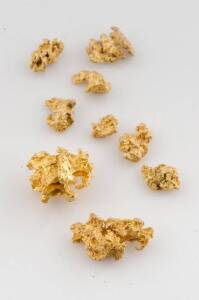 Gold nuggets: Group of 9 jewellery size natural nuggets from the Ballarat Goldfields.