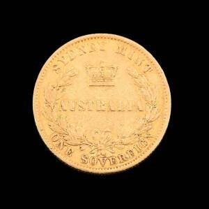 GOLD SOVEREIGN; Sydney Mint 1866. GF.