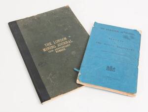 "The Gold-Fields of Victoria Reports of The Mining Registrars for the Quarter ending 30th June, 1887", & "The London Mining Journal, 75th Anniversary Number." with circa 1910 Ballarat news clippings. (2 items)