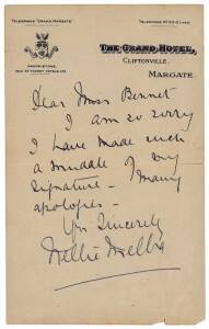 DAME NELLIE MELBA: Undated 3-page lettersheet, written and signed by Melba (in London) "....I am quite ready with Tosca but I must study the acting part so I am wondering if there is anyone in London who can show me the mise en scene...."; accompanied by 