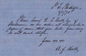 BUSHRANGERS - CAPTAIN MOONLITE (Andrew George Scott 1842-1880): c1858-79 archive (33 letters & documents). Includes extracts from his birth records in Ireland; documents from Scott’s time in NZ during the Maori Wars; documents re his activities in Sydney,