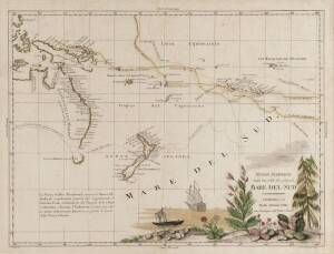 Italian 18th Century map of the South Sea titled "Mare Del Sud" by Antonio Zatta [Venice 1776]. 42 x 32cm