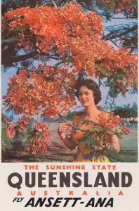 c1960s travel poster, "The Sunshine State, QUEENSLAND, Australia, Fly Ansett-ANA", size 61x91cm.