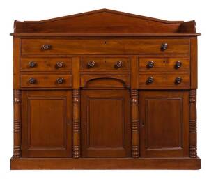 An early colonial sideboard most likely Tasmanian origin (later gallery & plinth). 130cm high, 151cm wide, 57cm deep