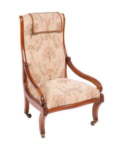 Mid 19th Century blackwood nursing chair with inswept sabre legs