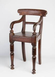 Child's high chair, Australian cedar, mid 19th Century.