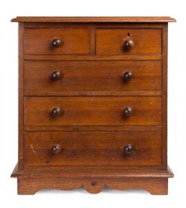 Apprentice chest, Australian cedar, late 19th Century. 52cm high, 47cm wide, 26cm deep. 