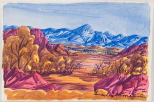 EWALD NAMATJIRA (1930-1984): Central Australian Landscape, watercolour, signed lower right, 20 x 29 cm