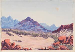 ENOS NAMATJIRA (1920-1966): Mountain Ranges, watercolour, signed lower centre, 35 x 51 cm