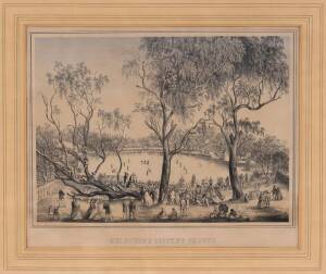 CHARLES TROEDEL, Melbourne Cricket Ground 1st January 1864, lithograph, 26 x 36 cm