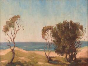 NORA GURDON (1881-1974): Oil  on board, beach scene, signed lower right. 44 x 34cm