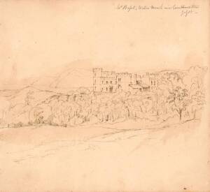 CONRAD MARTENS (1801-1878): Sketches from Conrad Martens 1824-31 Sketchbook: - "Bafort, Waters Mouth near Combe Martin", "Clovelly Beach July 22", "Ilchester Castle. Abbotsbury 1824", "Isle of Portland", each window mounted, 42x33cm.