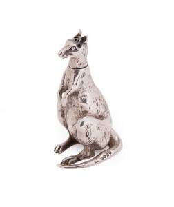 A sterling silver pepperette in the form of a kangaroo by Robert Hennell III, London 1868. Height 72mm. 