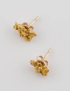 A pair of gold nugget earrings, post fittings.