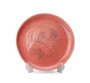 Klytie Pate pottery plate with oriental motif, Australian 1940. 27cm diameter