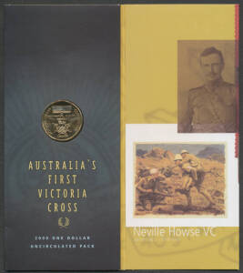 2000 "The Last ANZACS" & "For Valour" PNCs, plus "Australia's First VC" $1 Unc pack and 2001 "Centenary Of The Army". (4 items)