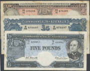 KGVI 10/- Coombs/Wilson x2 (VF), circulated £1 x4 & £5 Coombs/Watt, plus QEII £1, £5 and £10. (10) - 4