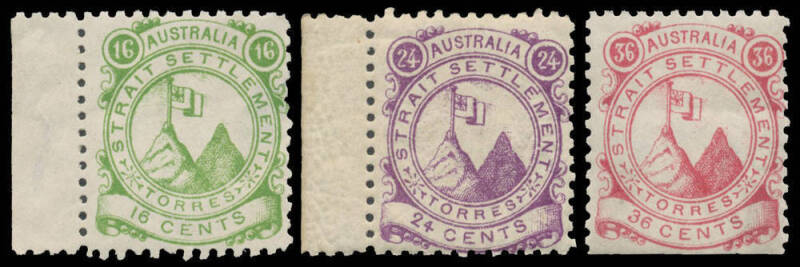 c.1870 (?) Torres Strait Settlement 4c to 36c complete, the 4c 16c & 24c are marginal, the 36c has a straight edge at the base, unused. (5)