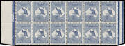 2&frac12;d indigo marginal block of 12 (6 x 2), seven units unmounted, Cat $2400+.