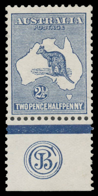 2½d light bluish-indigo 'JBC' Monogram single BW #9(2)za, lightly mounted, Cat $1750.