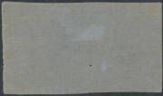 3d "makeready" plate proof in black on poor quality blue-grey wove paper, a marginal Dies II-I pair from the right of the left-hand pane BW #12PP(1)Ba, the right-hand (Die I) unit with Large Void Areas at Right, margins large to huge, minor writing-ink sp - 2