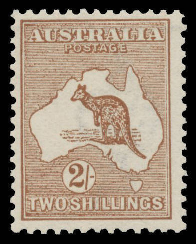 2/- brown, unmounted, Cat $2500. Superb!