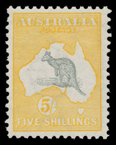 5/- grey & chrome BW #42A, deep rich shade, well centred, unmounted, Cat $5000.