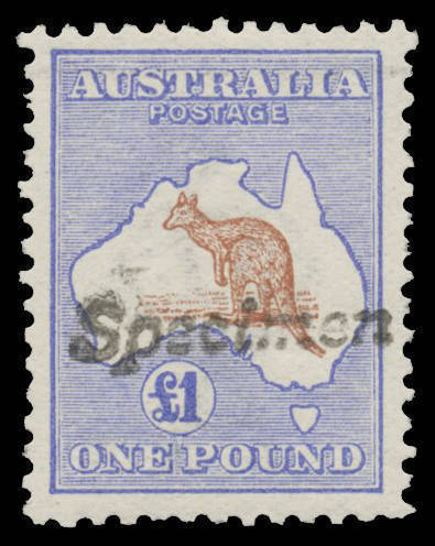 £1 brown & blue with 'Specimen' Handstamp BW #51x, well centred, unmounted, Cat $3750.