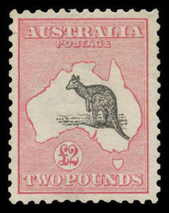 &pound;2 grey-black & rose-carmine BW #55C, well centred, minor wrinkles & a small tear at upper-left, the gum redistributed to appear unmounted, Cat $10,000 (mounted).