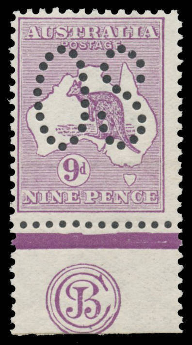 - 9d violet 'JBC' Monogram single BW #24ba(2)zc, unmounted, Cat $7500+ (mounted). A very rare stamp, absent from all the major collections we checked.