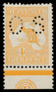 - 4d orange 'JBC' Monogram single BW #15bb(2)za, the margin trimmed through the monogram, a couple of short perfs at the top & with a hinge remainder, Cat $4000.