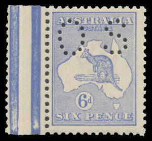 PERFORATED 'OS': 6d ultramarine BW #18Aba marginal example from the left of the right-hand pane, unmounted, Cat $1750.
