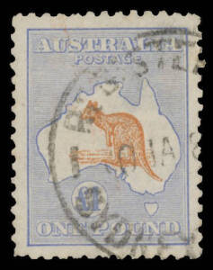 &pound;1 chestnut & blue with the Watermark Inverted BW #52Ba, well centred, short perf at lower-left, 'REGISTERED/SYDNEY' cds, Cat $4000.