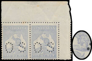 - 6d pale ultramarine Broken Leg BW #20C(3)d being the second unit in an upper-right corner pair from the left-hand pane, a little better centred than usual, large tonespot at the top of the normal unit, "suntanned" gum, Cat $2925+ (mounted).