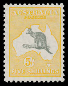 5/- grey & yellow-orange BW #45A, unmounted, Cat $1500.